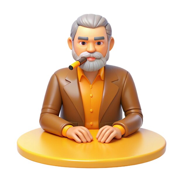 a cartoon man with a cigarette in his mouth is sitting on a round table