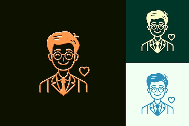 a cartoon of a man with glasses and a face with a heart on it