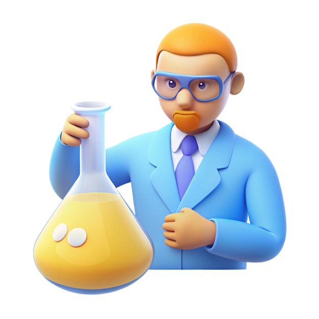 a cartoon of a man with glasses and a flask that says quot the test quot