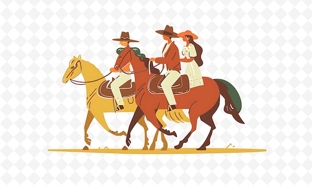 a cartoon of a man and a woman riding a horse