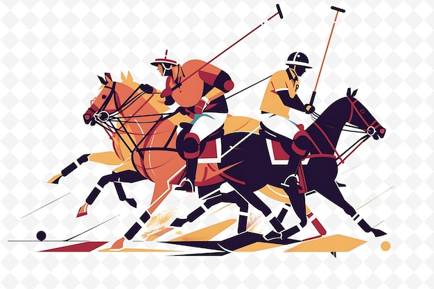 PSD a cartoon of men on horses with a black background