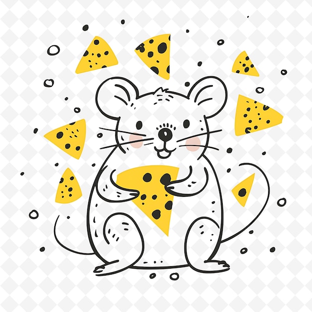 PSD a cartoon of a mouse with yellow spots and a black and white background