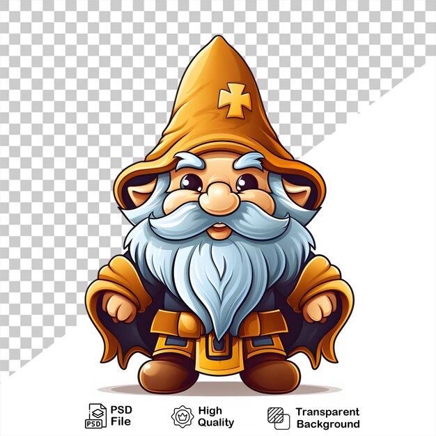 cartoon old wizard wearing a hat isolated on transparent background