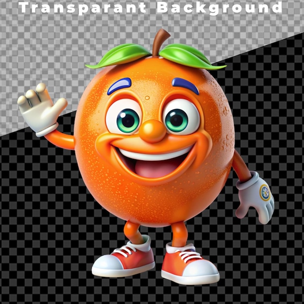 PSD a cartoon orange with big eyes