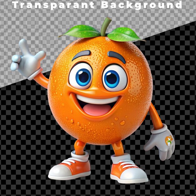 PSD a cartoon orange with big eyes