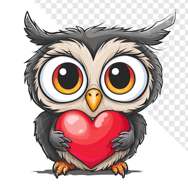 Cartoon Owl Holding Heart transparent background Art