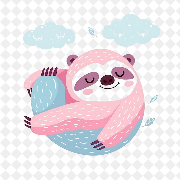 PSD a cartoon of a panda sleeping with a cloud in the background