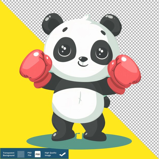 Cartoon Panda Wearing Boxing Gloves on a Green Background Playful Illustration transparent backgro