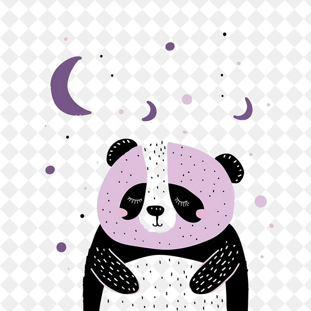 PSD a cartoon of a panda with the moon in the background