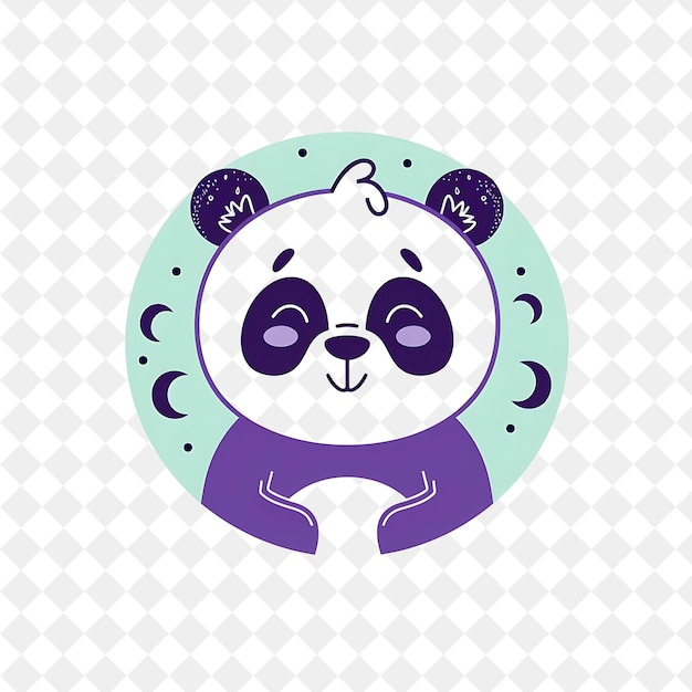 PSD a cartoon of a panda with the word happy on it