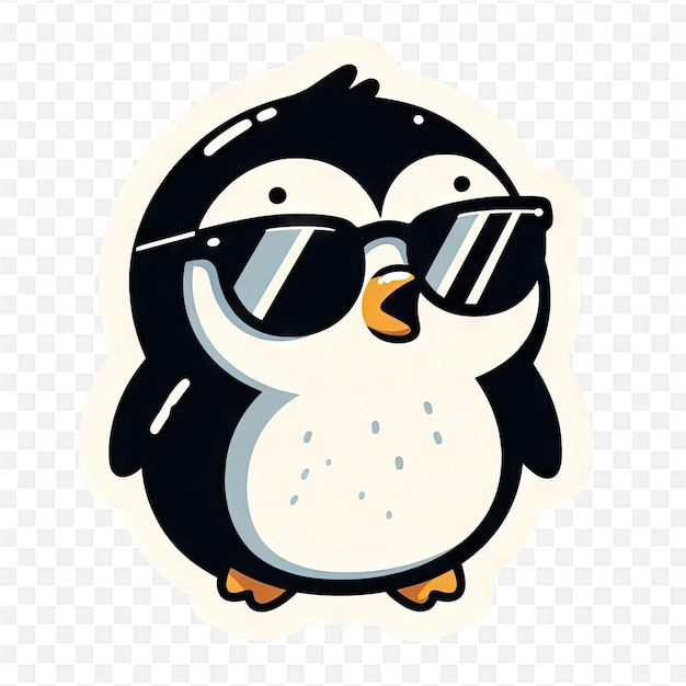 PSD a cartoon penguin with sunglasses and a picture of a penguin