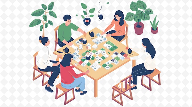 a cartoon of people playing a board game with a picture of a family playing a game