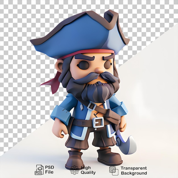 PSD a cartoon of a pirate with a hat and a pirate hat isolated on transparent background