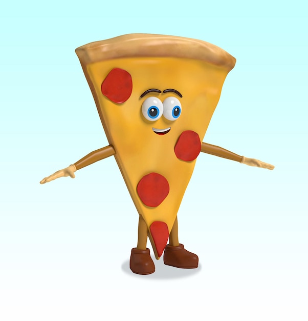 PSD a cartoon pizza character with red and yellow toppings on it