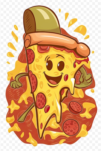 PSD a cartoon of a pizza with a smile on it and a smile on it