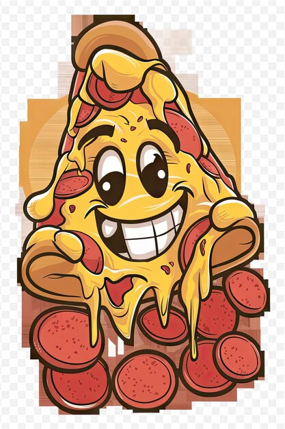 PSD a cartoon of a pizza with a smile on it