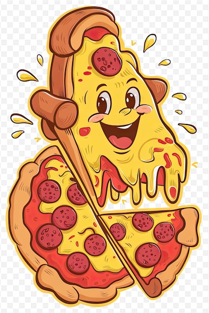 PSD a cartoon of a pizza with a spatula and a knife