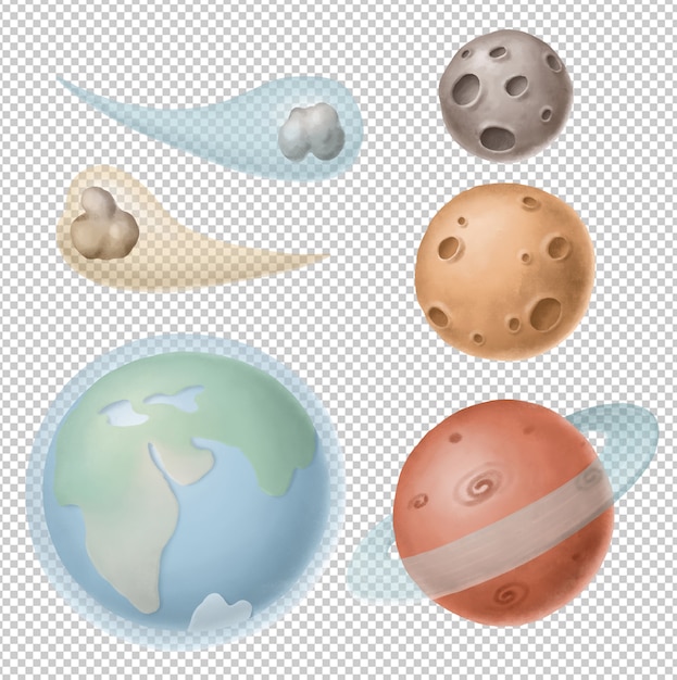 Cartoon planets clipart set