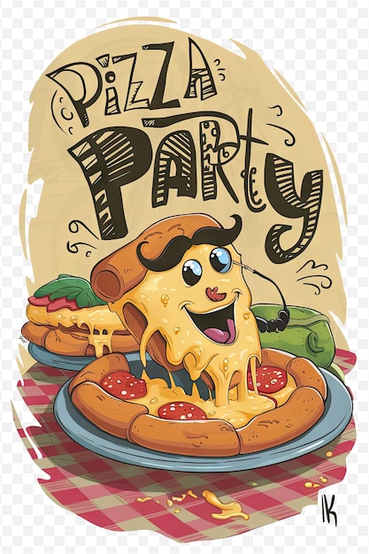 PSD a cartoon poster for the cheetah party with a plate of food on it