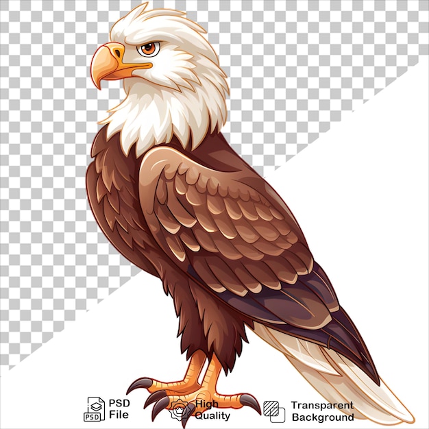 cartoon Powerful Eagle with Extended Wings on Clear Background