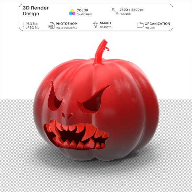 Cartoon Pumpkin Face 3D Modeling PSD File