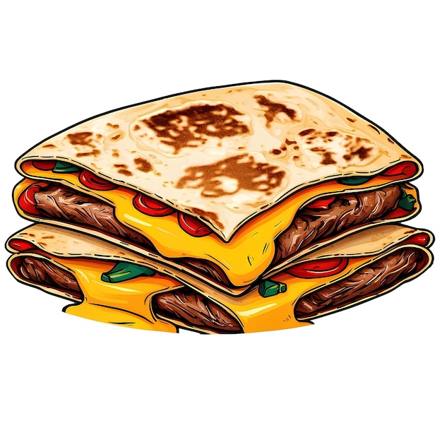 PSD cartoon quesadilla perfection a crispy cheesy mexican delight with no backgrounds