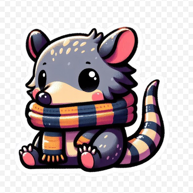 a cartoon of a raccoon with a scarf that says  a raccoon