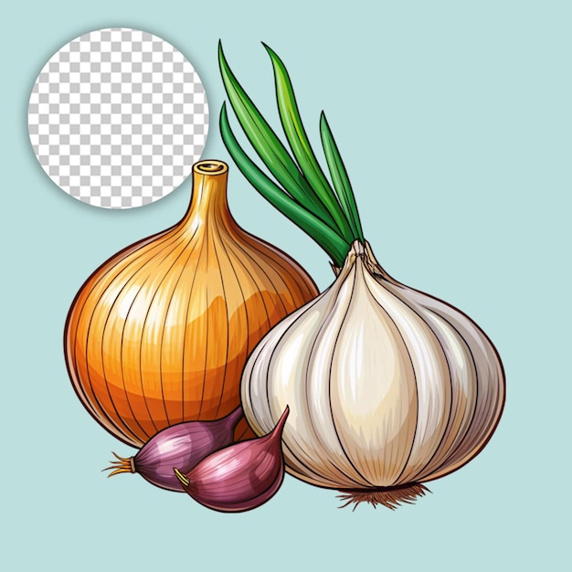 Cartoon red shallot isolated on transparent background