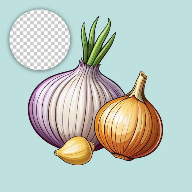 Cartoon red shallot isolated on transparent background