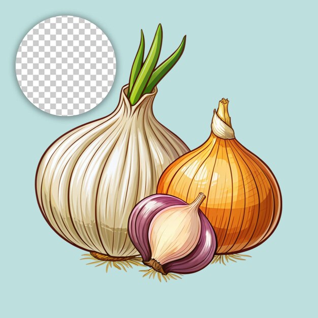 Cartoon red shallot isolated on transparent background