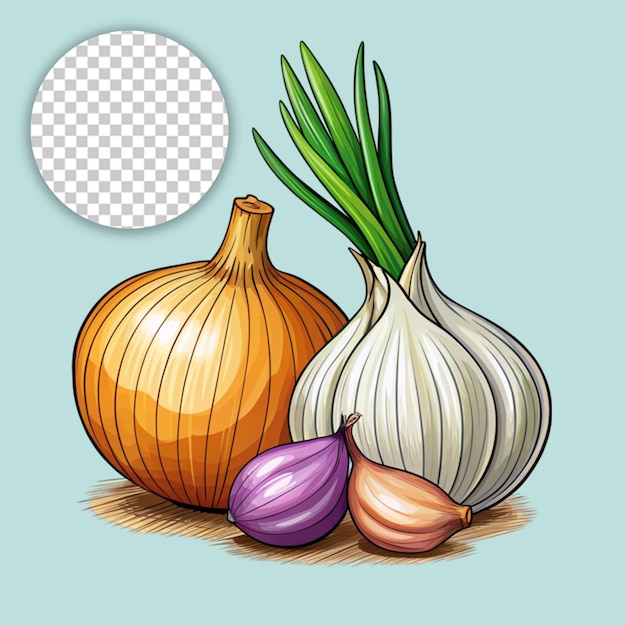 Cartoon red shallot isolated on transparent background