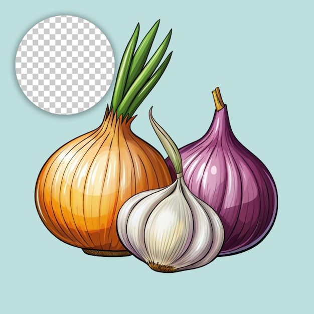 Cartoon red shallot isolated on transparent background