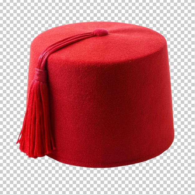 Cartoon red Turkish hat fez with black tassel Isolated