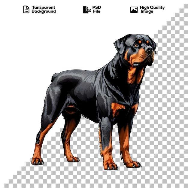 A cartoon Rottweiler on a transparent background