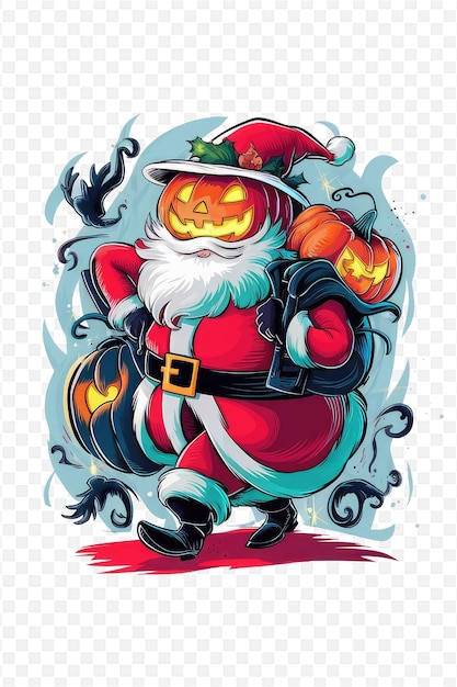 PSD a cartoon of a santa carrying a bag of pumpkins