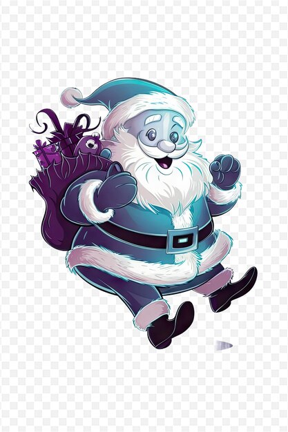 PSD a cartoon of a santa claus with a bag of gifts