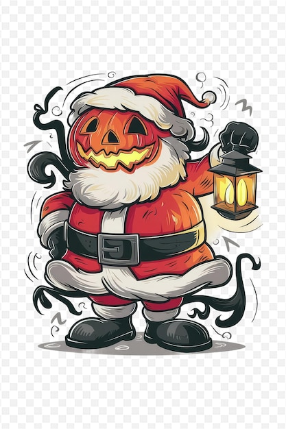 PSD a cartoon of a santa claus with a lantern and a candle