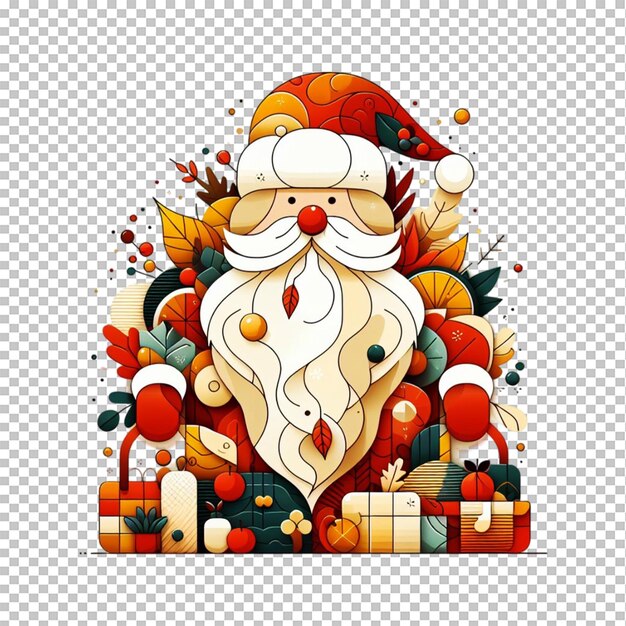 PSD a cartoon of a santa with a box of presents