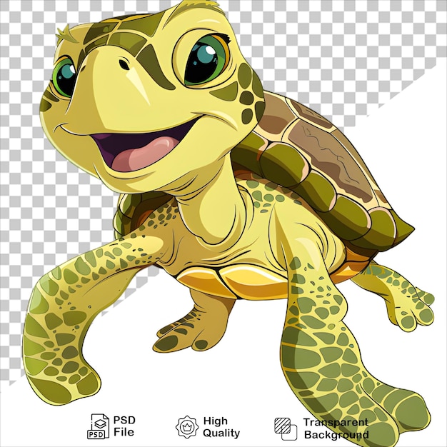 cartoon sea turtle with transparent background