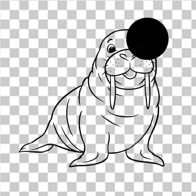 PSD a cartoon seal with a black eye and a black eye and a black dot on the background