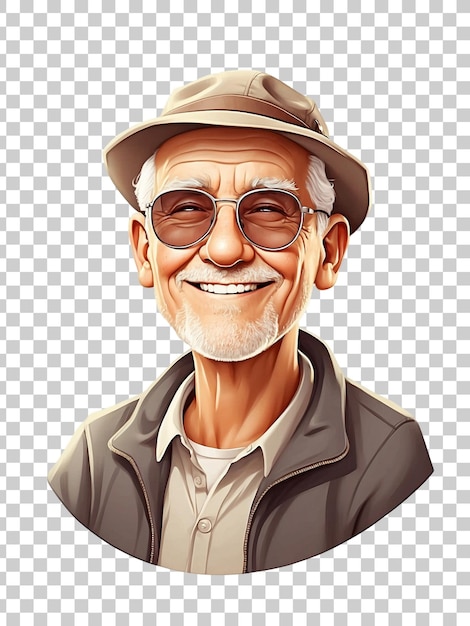 PSD a cartoon of a senior man wearing sunglasses