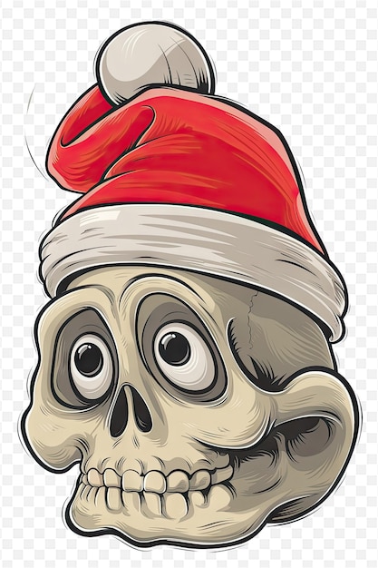 PSD a cartoon of a skull wearing a santa hat