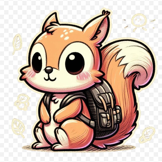 a cartoon of a squirrel with a backpack that says squirrel on it