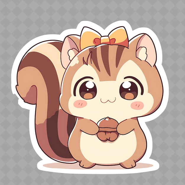 PSD a cartoon of a squirrel with a ribbon on its head