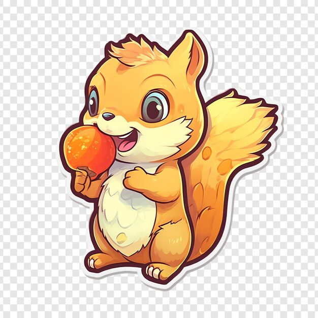 PSD a cartoon of a squirrel with a sticker that says squirrel