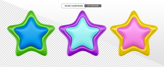 Cartoon star 3d render for design composition