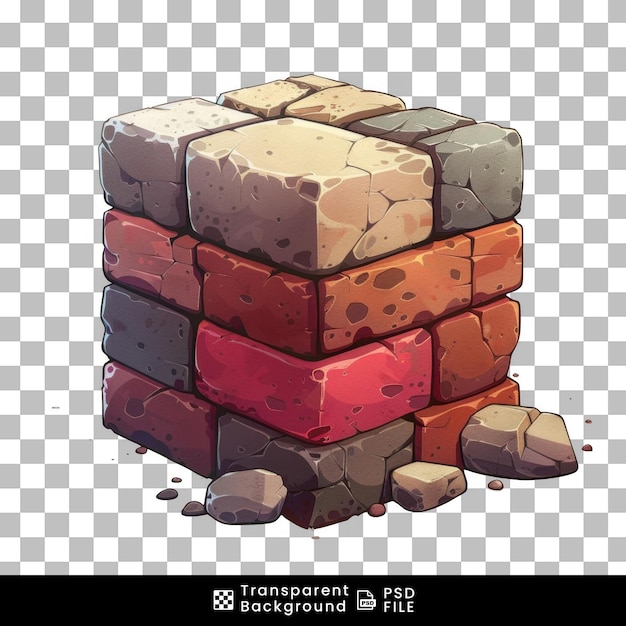 Cartoon Stone Stack with Cracked Brick png