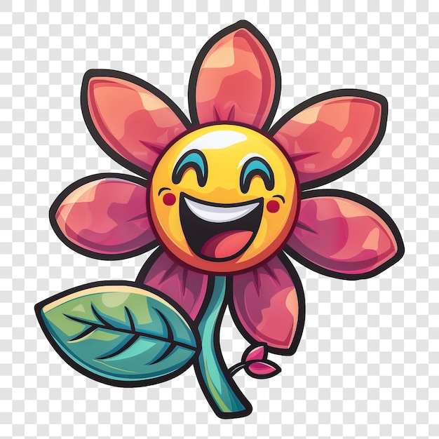 PSD cartoon style flower isolated on transparent background png