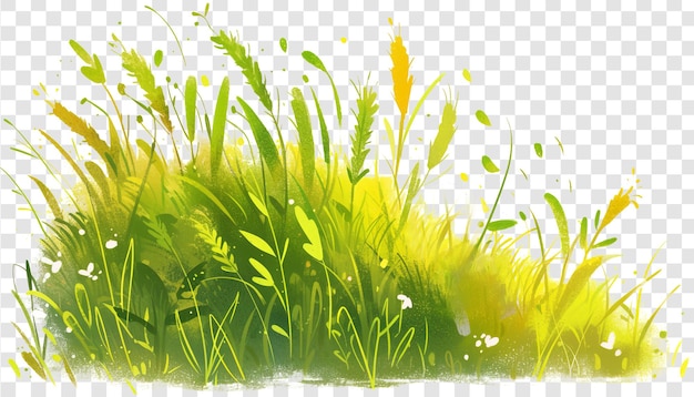 PSD cartoon style grass isolated on transparent background png