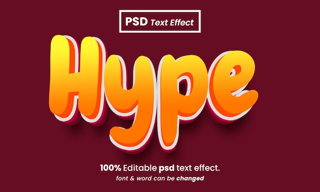 Cartoon style hype 3d editable premium psd text effect